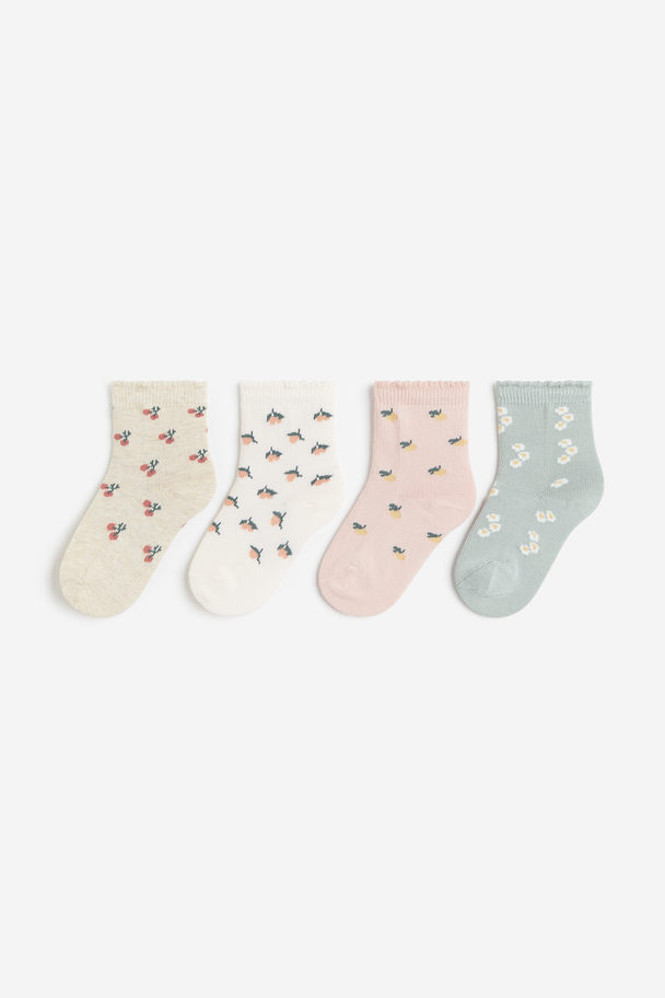H&M 4-pack Socks Dusty Green/floral