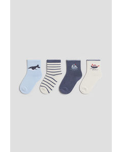 4-pack Socks Blue/boats