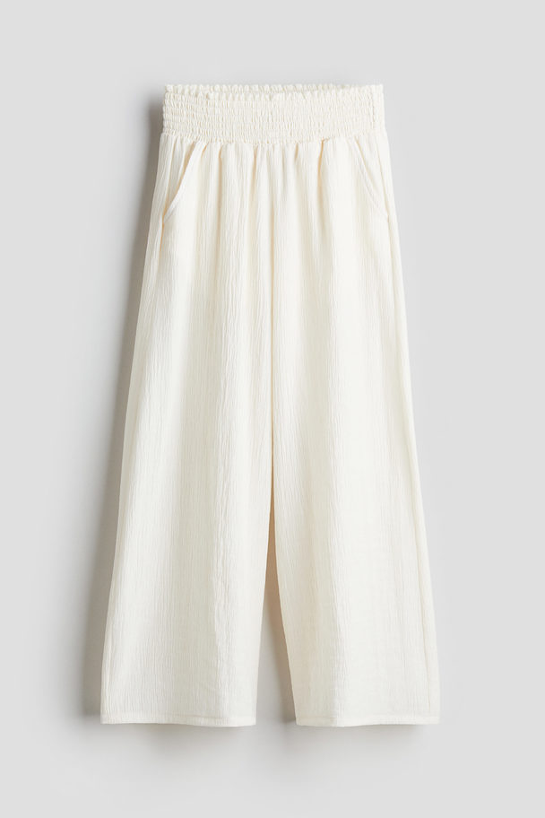 H&M Crinkled Pull-on Trousers White