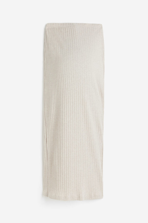 H&M Mama Ribbed Jersey Skirt Light Beige