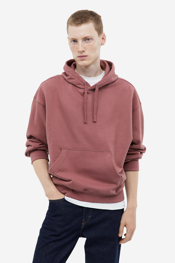 H&M Oversized Fit Cotton Hoodie Old Pink