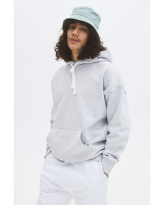 Oversized Fit Cotton Hoodie Light Grey Marl
