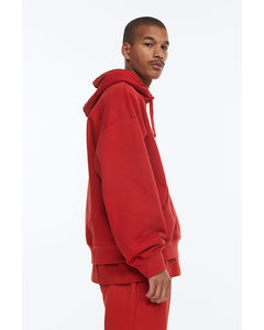 Oversized Fit Cotton Hoodie Crimson Red