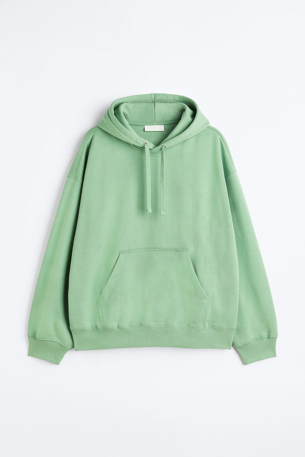 H&M Oversized Fit Cotton Hoodie Fern Green
