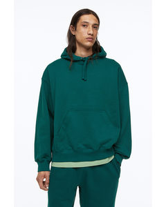 Oversized Fit Cotton Hoodie Forest Green