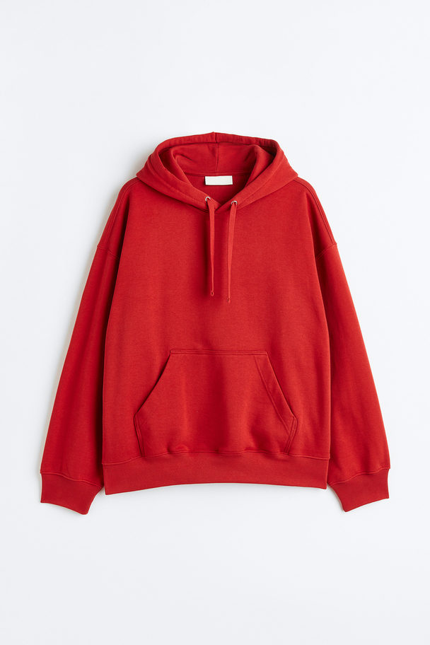 H&M Oversized Fit Cotton Hoodie Crimson Red
