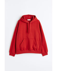 Oversized Fit Cotton Hoodie Crimson Red