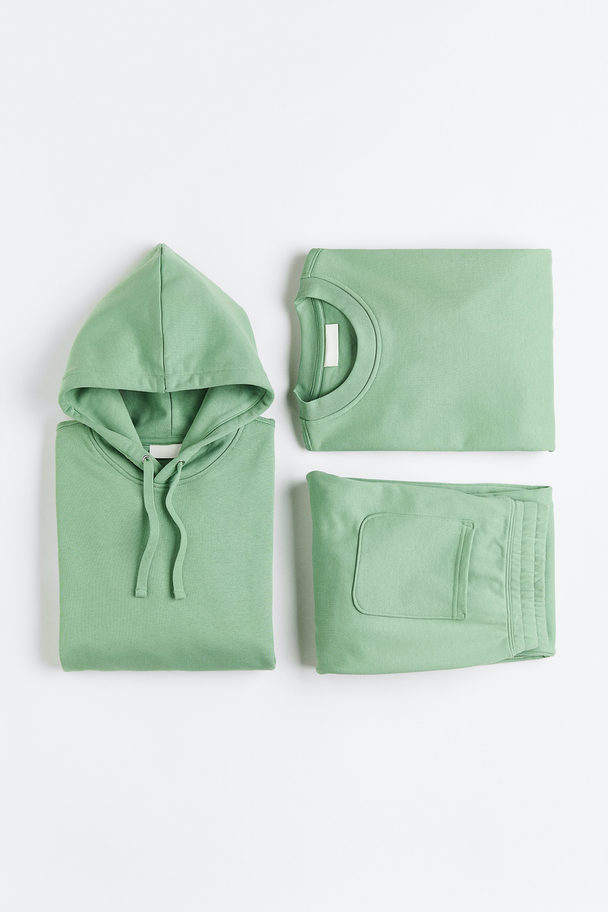 H&M Oversized Fit Cotton Hoodie Fern Green