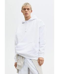Oversized Fit Cotton Hoodie White