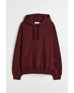 Oversized Fit Cotton Hoodie Burgundy