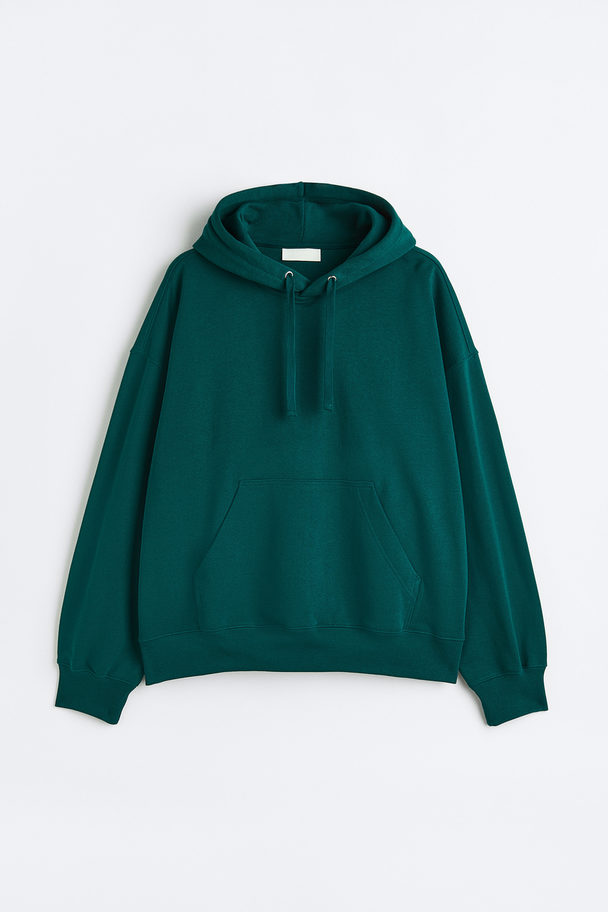 H&M Oversized Fit Cotton Hoodie Forest Green