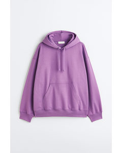 Oversized Fit Cotton Hoodie Deep Lilac