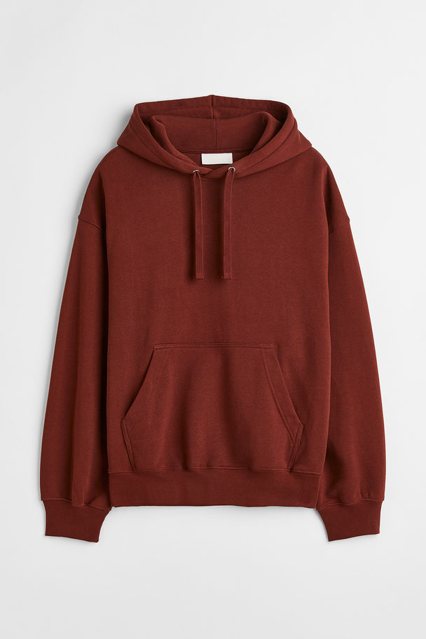 H&M Oversized Fit Cotton Hoodie Rust Red