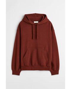 Oversized Fit Cotton Hoodie Rust Red