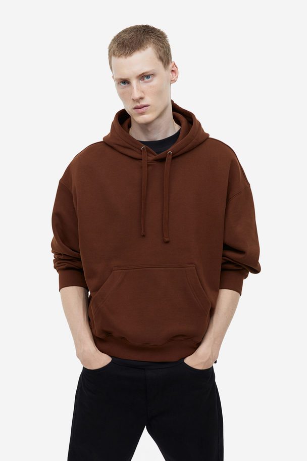 H&M Oversized Fit Cotton Hoodie Brown