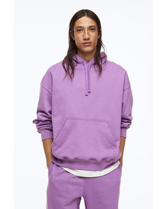 Oversized Fit Cotton Hoodie Deep Lilac
