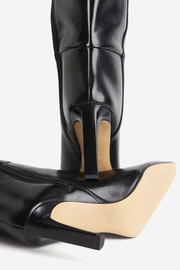 H&M Overknee-støvler Sort
