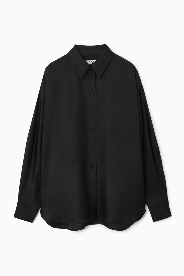COS Oversized Batwing-sleeve Silk Shirt Black