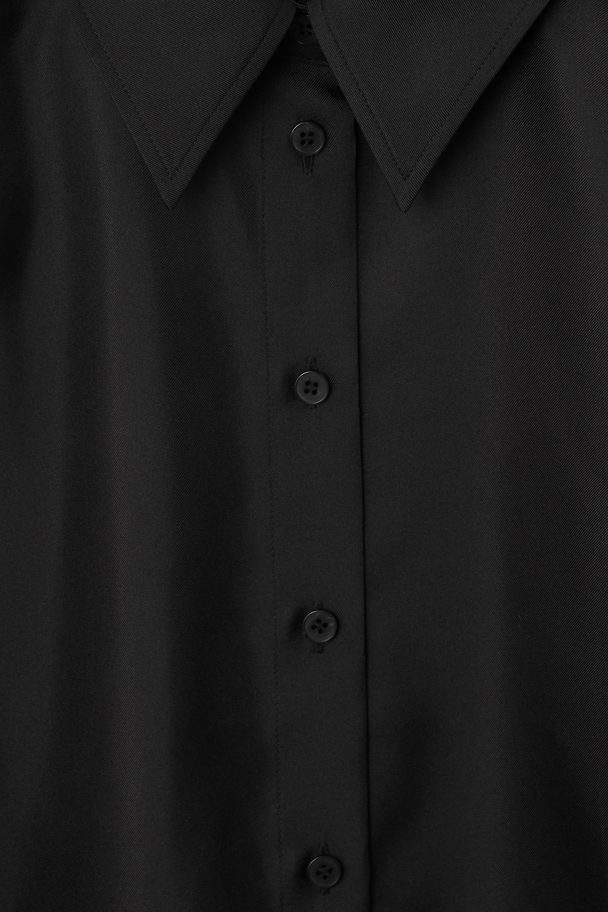 COS Oversized Batwing-sleeve Silk Shirt Black