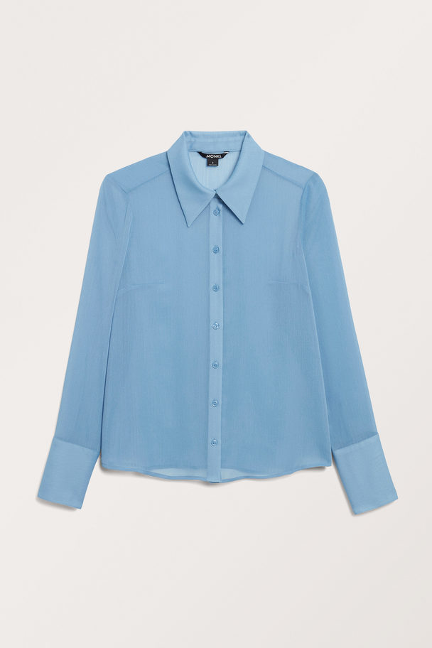 Monki Leightweight Fitted Shirt Dusty Light Blue