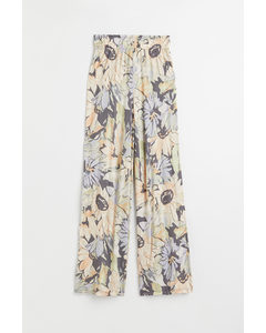Wide Jersey Trousers Grey/floral