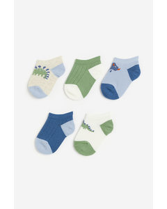 5er-Pack Kurzsocken Hellblau/Dinosaurier