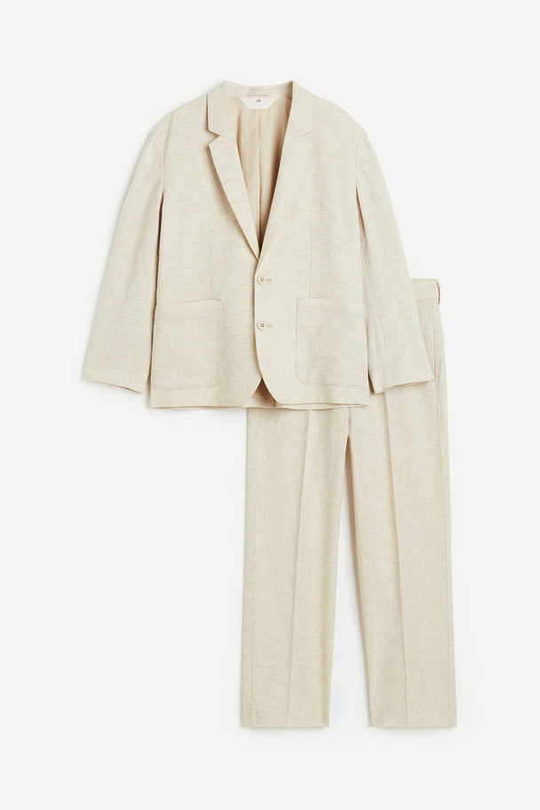 H&M Linen-blend Suit Light Beige