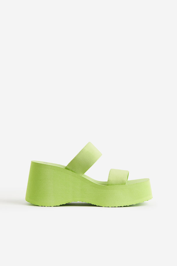 H&M Wedge-heeled Mules Bright Green