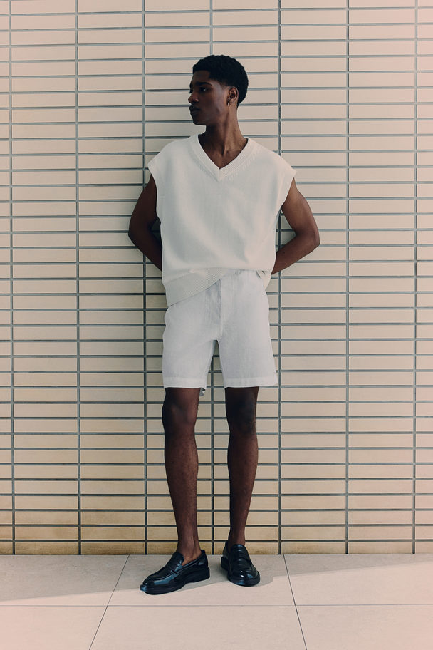 H&M Regular Fit Linen Shorts White