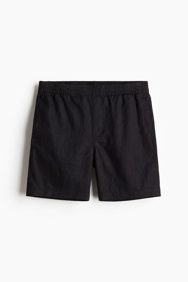 H&M Linnen Short - Regular Fit Zwart