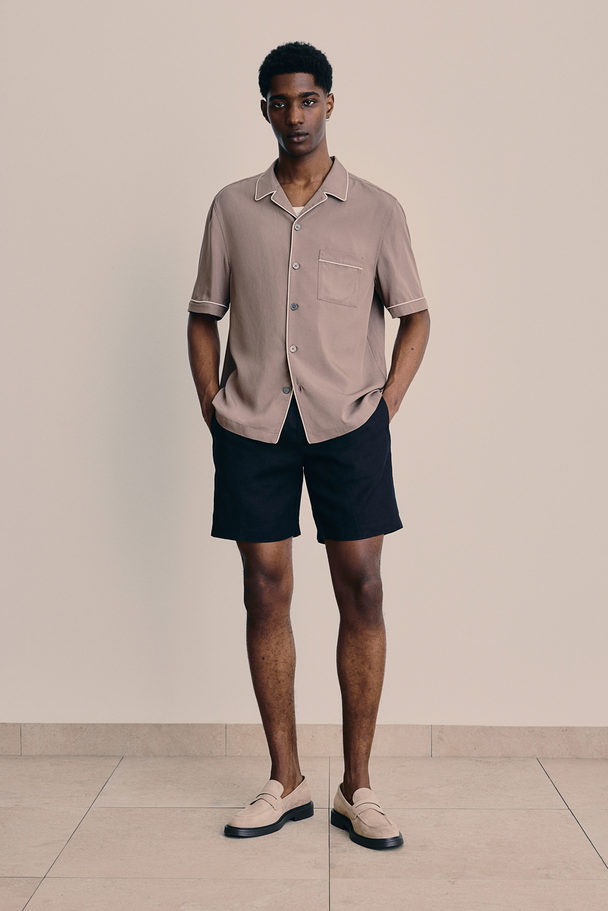 H&M Regular Fit Linen Shorts Black