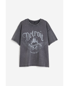 Oversized Printed T-shirt Dark Grey/detroit