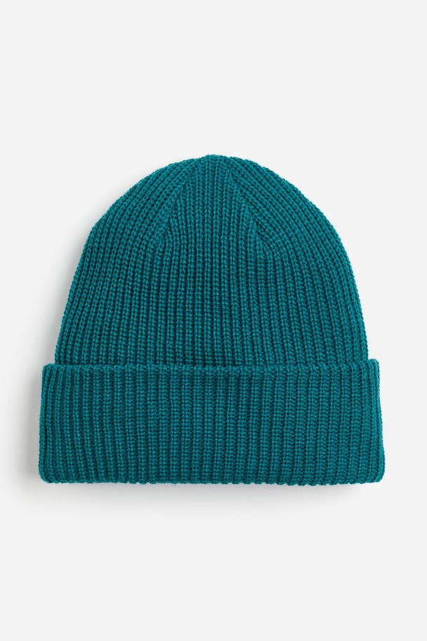 H&M Rib-knit Hat Turquoise