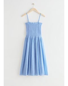 Smocked Midi Dress Light Blue