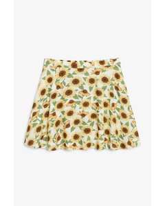 Flowy Mini Skirt Sunflower Print