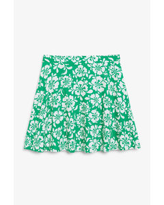 Green Flowy Mini Skirt Green Medium