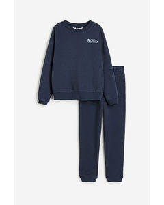 2-teiliges Sweatshirt-Set Marineblau