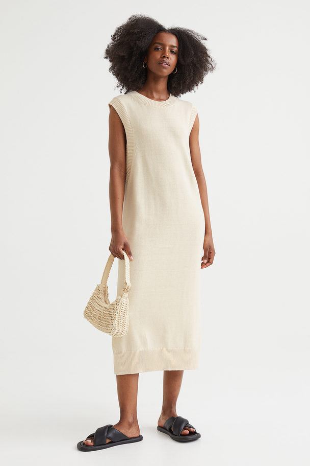 H&M Knitted Dress Light Beige
