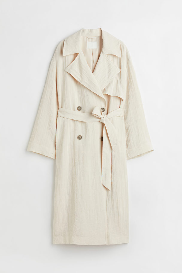 H&M Double-breasted Trenchcoat Lichtbeige