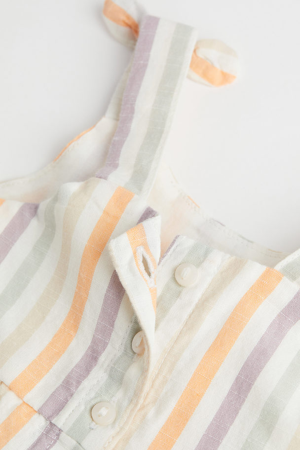 H&M Sleeveless Cotton Romper Suit White/striped