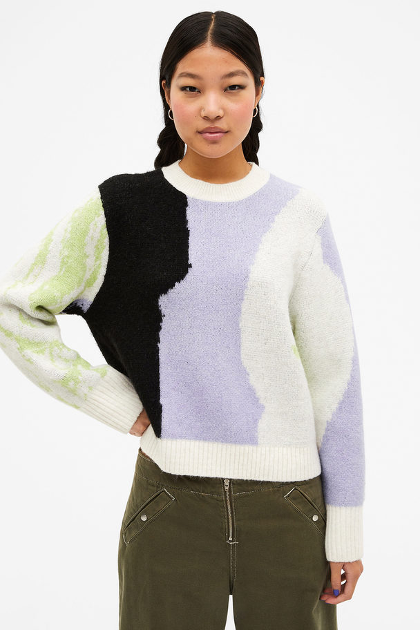 Monki Soft Knit Sweater Abstract Collage