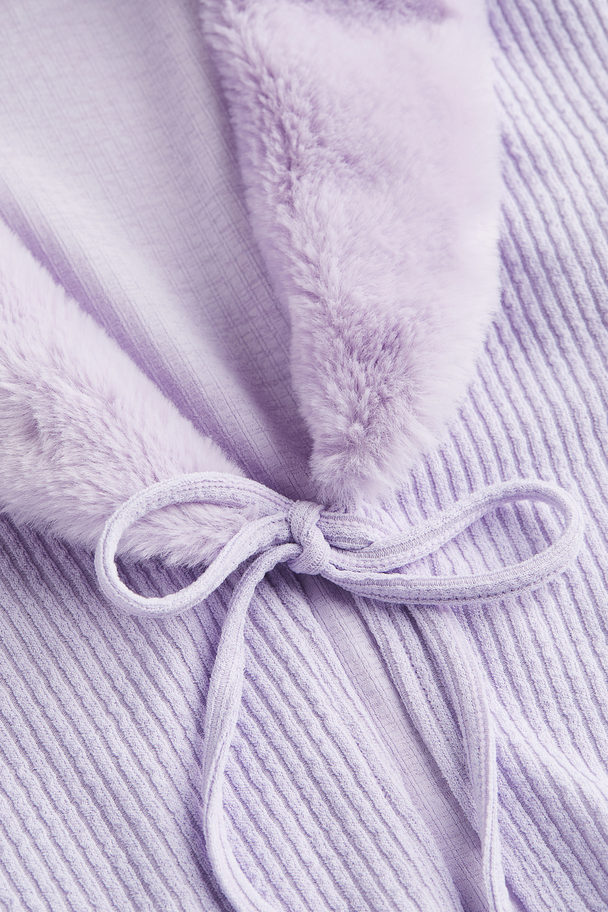 H&M Cropped Tie-front Cardigan Light Purple