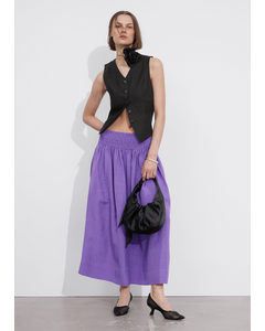 Smock-waist Midi Skirt Purple