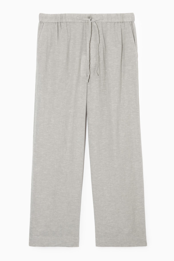 COS Wide-leg Linen And Cotton-blend Trousers Grey