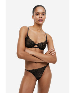 Non-padded Underwired Lace Bra Black