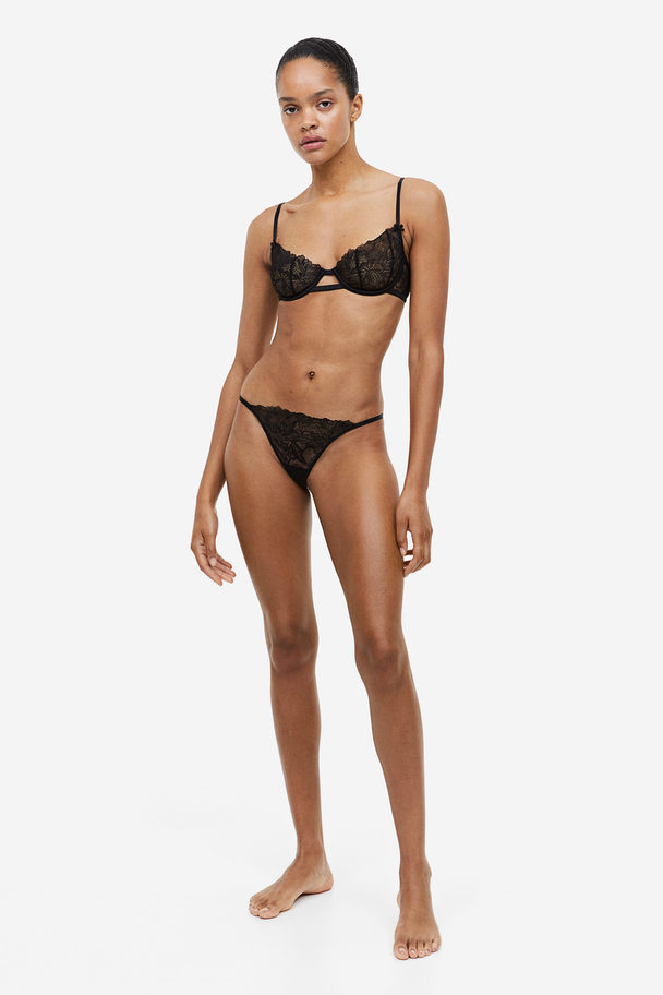 H&M Non-padded Underwired Lace Bra Black