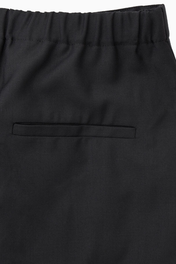 COS Pleated Wide-leg Wool Trousers Black