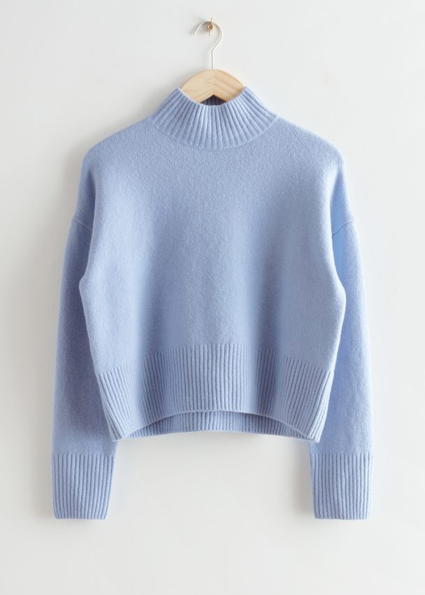 & Other Stories Cropped Mock Neck Sweater Light Blue