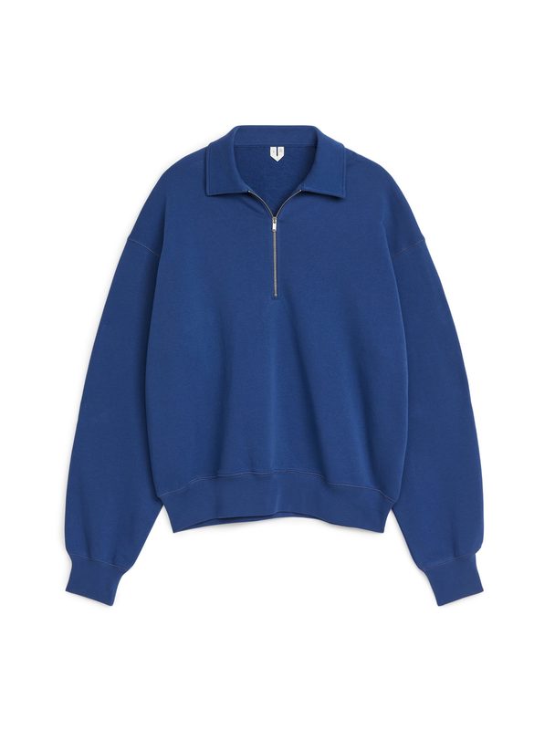 ARKET Sweatshirt mit halbem Reißverschluss Blau