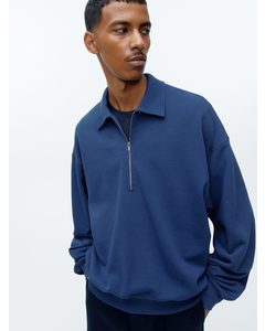 Sweatshirt mit halbem Reißverschluss Blau